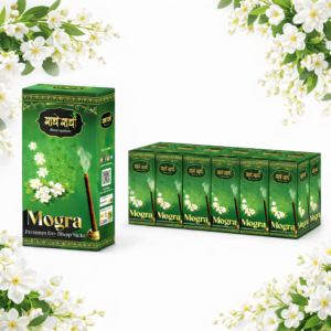 Radhey Radhey Mogra Premium Dry Dhoop Sticks | Pack of 12 (8 Sticks Each, 18g) | Long Lasting Floral Fragrance for Pooja, Home & Temple