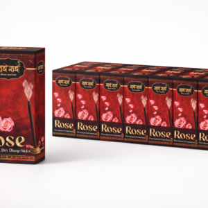 Radhey Radhey Rose Premium Dry Dhoop Sticks – Pack of 12 | Long Lasting Floral Rose Fragrance | Low Smoke Puja Dhoop | For Home, Temple & Meditation