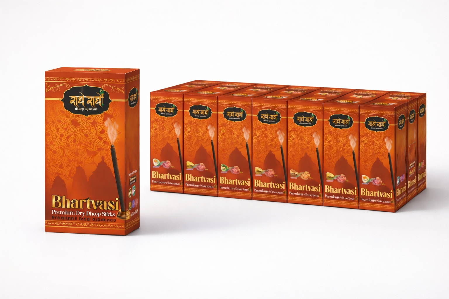 Radhey Radhey Premium Dry Dhoop Sticks – Bhartvasi Fragrance | Long Lasting Divine Aroma | Pure & Natural Ingredients | Ideal for Pooja, Meditation & Daily Worship | Pack of 12