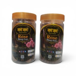 Radhey Radhey Rose Premium Dhoop Combo Pack – 50 Dhoop Cones + 50 Dhoop Sticks