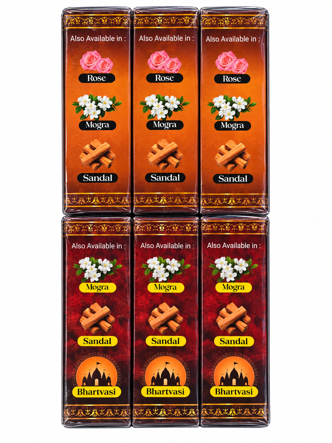 Radhey Radhey Premium Wet Dhoop Combo Pack | 12 Pieces | Rose, Mogra, Sandal & Bhartvasi - Image 4
